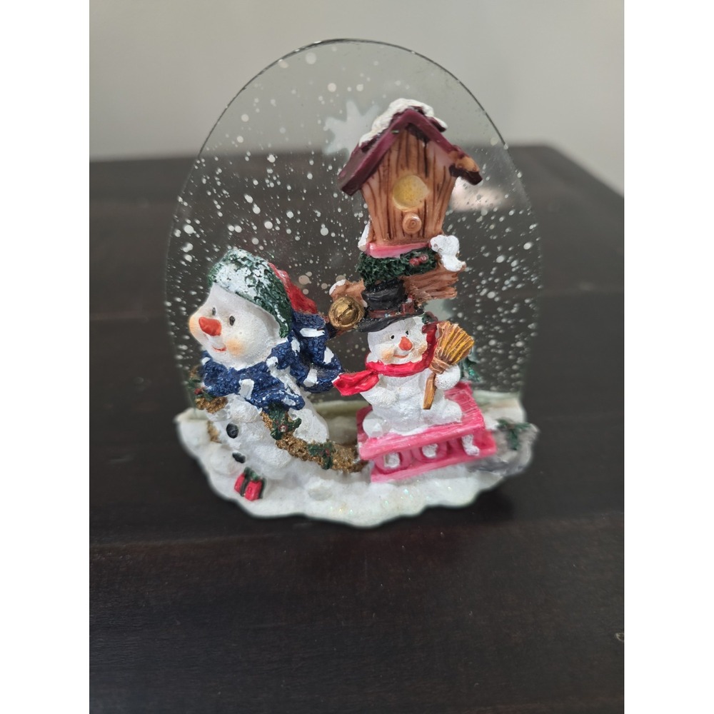 Vintage K's Collection Christmas Snowman Figurine Glass Arch Sled Birdhouse...